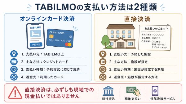 オンラインカード決済と直接決済の違い