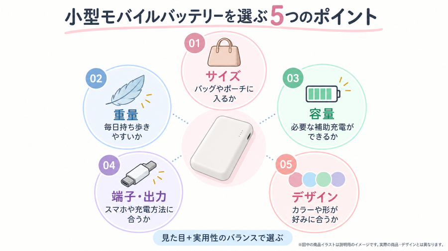 小型モバイルバッテリーを選ぶ5項目