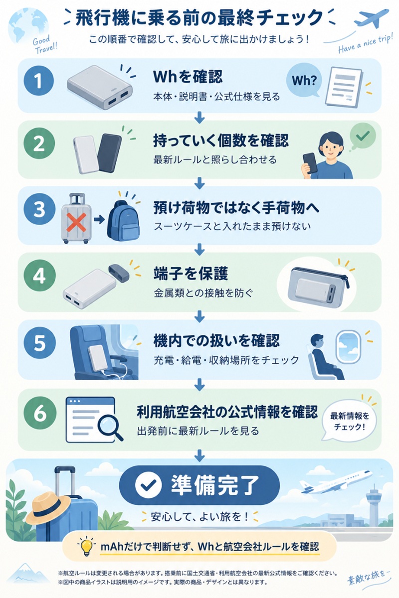 飛行機利用前の最終確認フロー