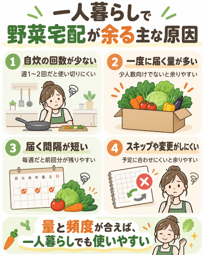 一人暮らしで野菜宅配が余る主な原因