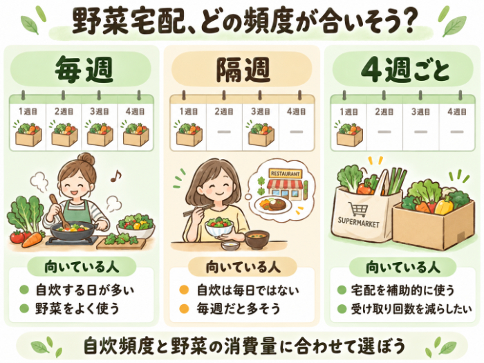 毎週・隔週・4週ごとが向いている生活スタイルの比較