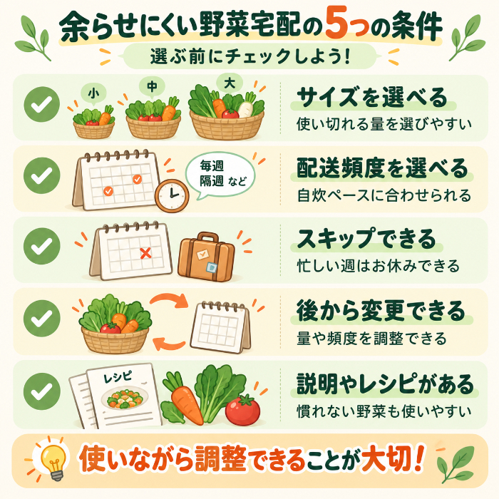 余らせにくい野菜宅配の条件